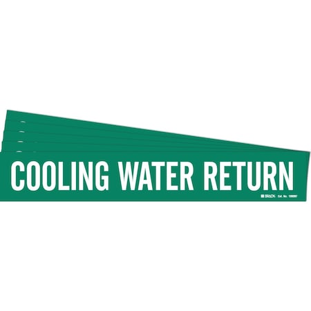 Brady COOLING WATER RETURN Pipe Marker Style 1HV White on Green 1 per Card, 5 PK 106087-PK